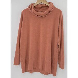 Garnet Hill Women’s Tunic Top Ginger Heather Cowl Neck‎ Knit Oversized Tencel M